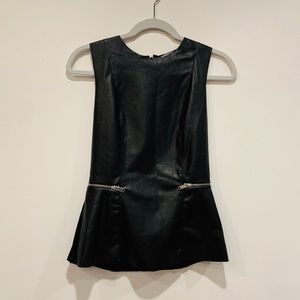ZARA Black Vegan Leather Peplum Top
